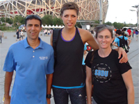 Blanka Vlasic (middle) with Amol and Karen Saxena